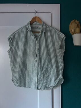 Madewell Mint and White Striped Button-Up
